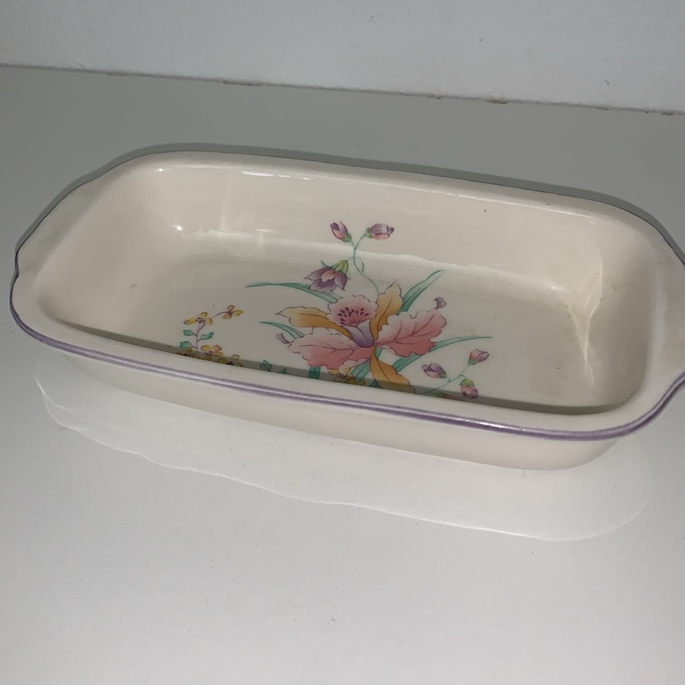 Small Vintage Floral Ceramic Loaf Dish made in Japan